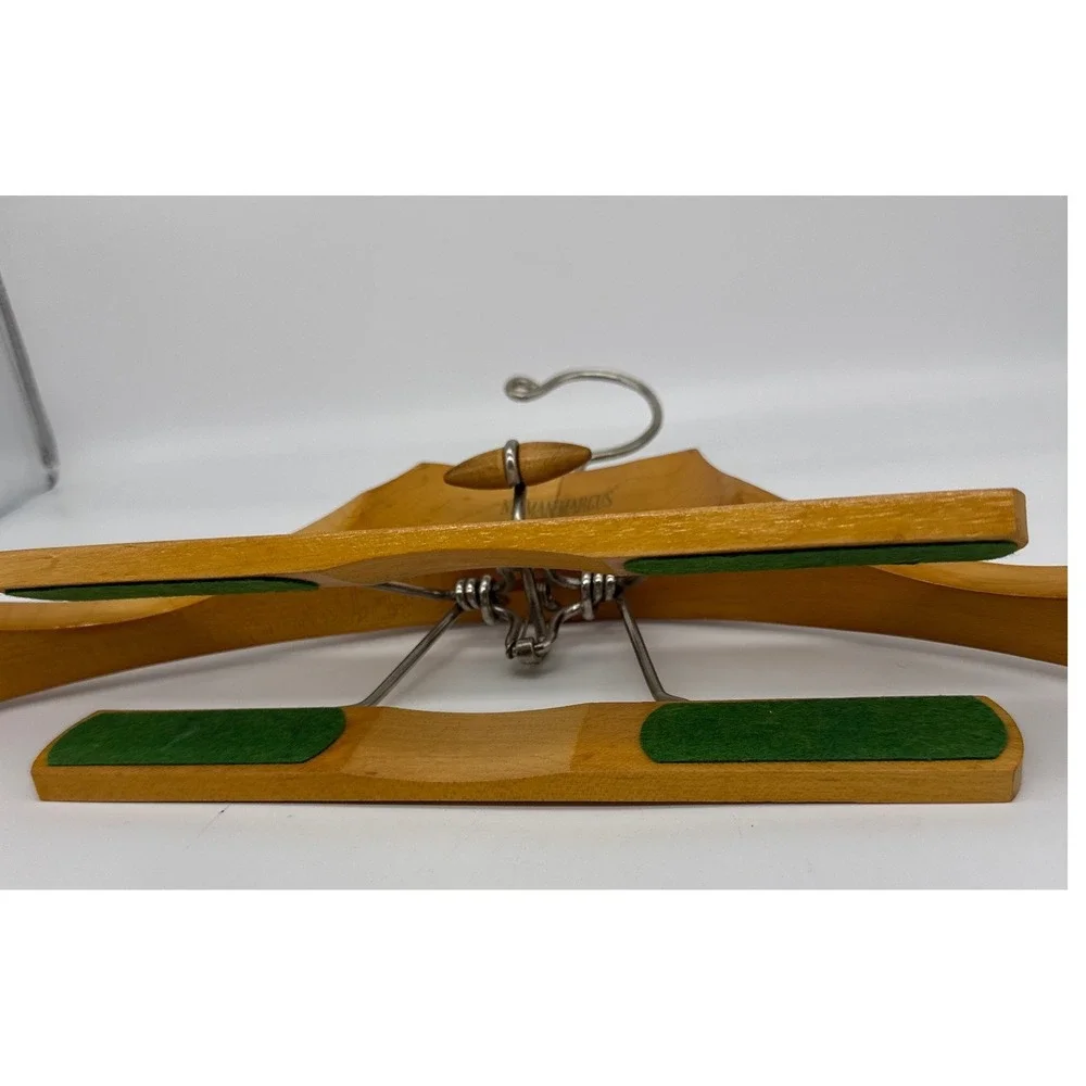Vintage Neiman Marcus Setwell Wood Suit Hanger Wishbone Clamp Clothes Pants USA
